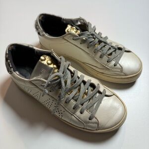 P448 Designer White and Gray Sneakers Women’s Size 37